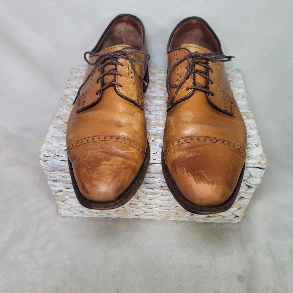 Allen Edmonds Boulevard Brown Leather Cap Toe Brogue Oxford Shoes 12D Business